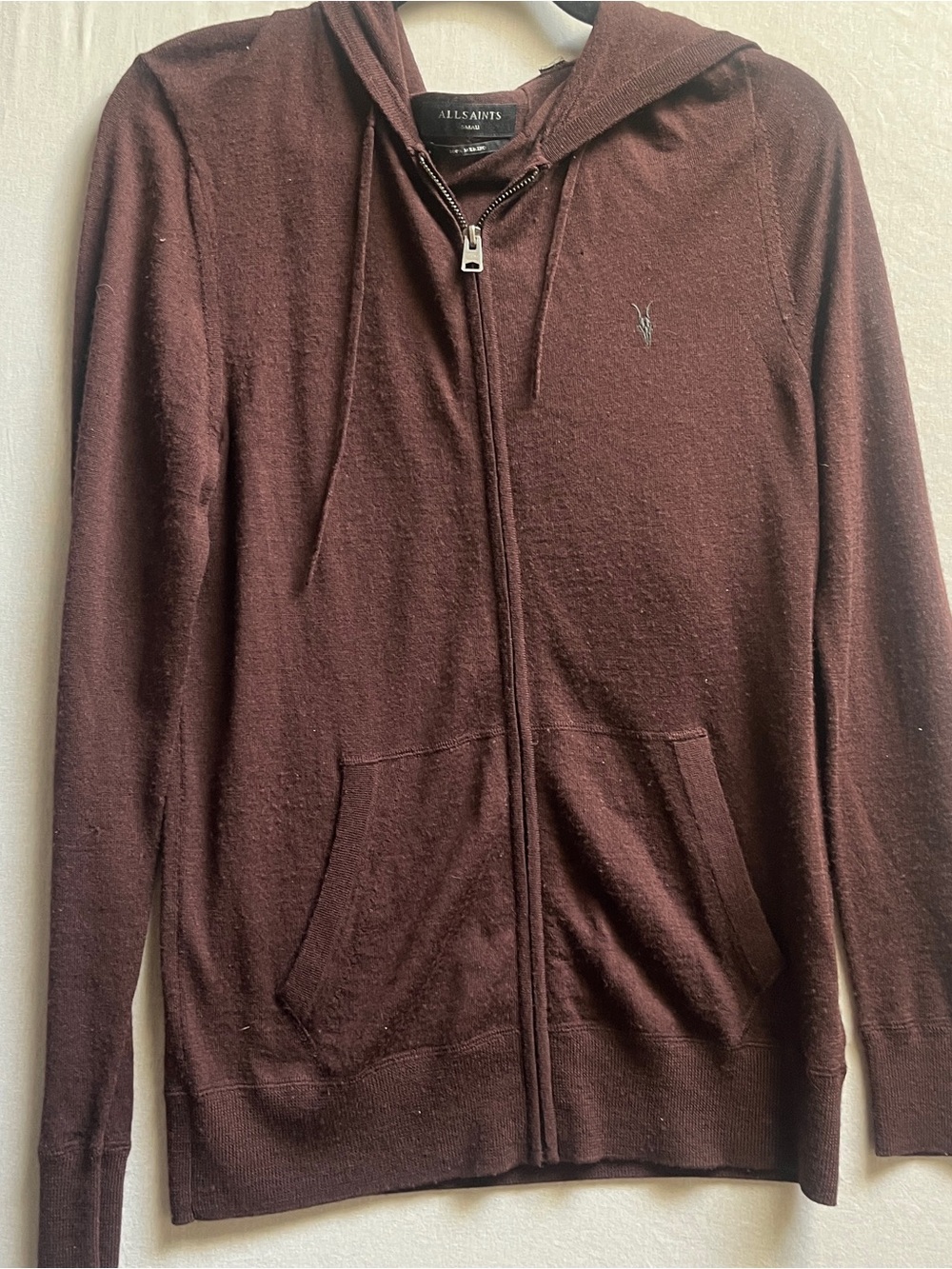 AllSaints Mode Merino Wool Zip Up Hoodie Sweater M